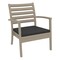 Luxury Commercial Living 35" Taupe Outdoor Patio Club Armchair with Charcoal Sunbrella Cushion - Extra Large